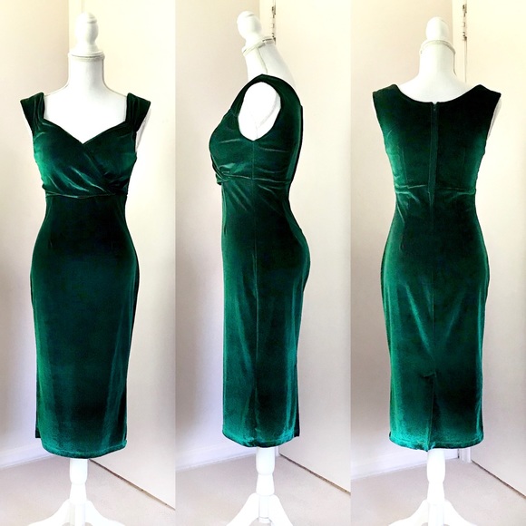 RockSteady Dresses & Skirts - Midnight Emerald Velvet Wiggle Dress